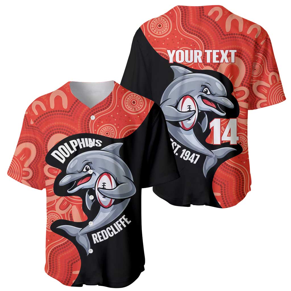 Redcliffe Rugby Custom Baseball Jersey Go Dolphins Aboriginal Art - Aussie Hoodie