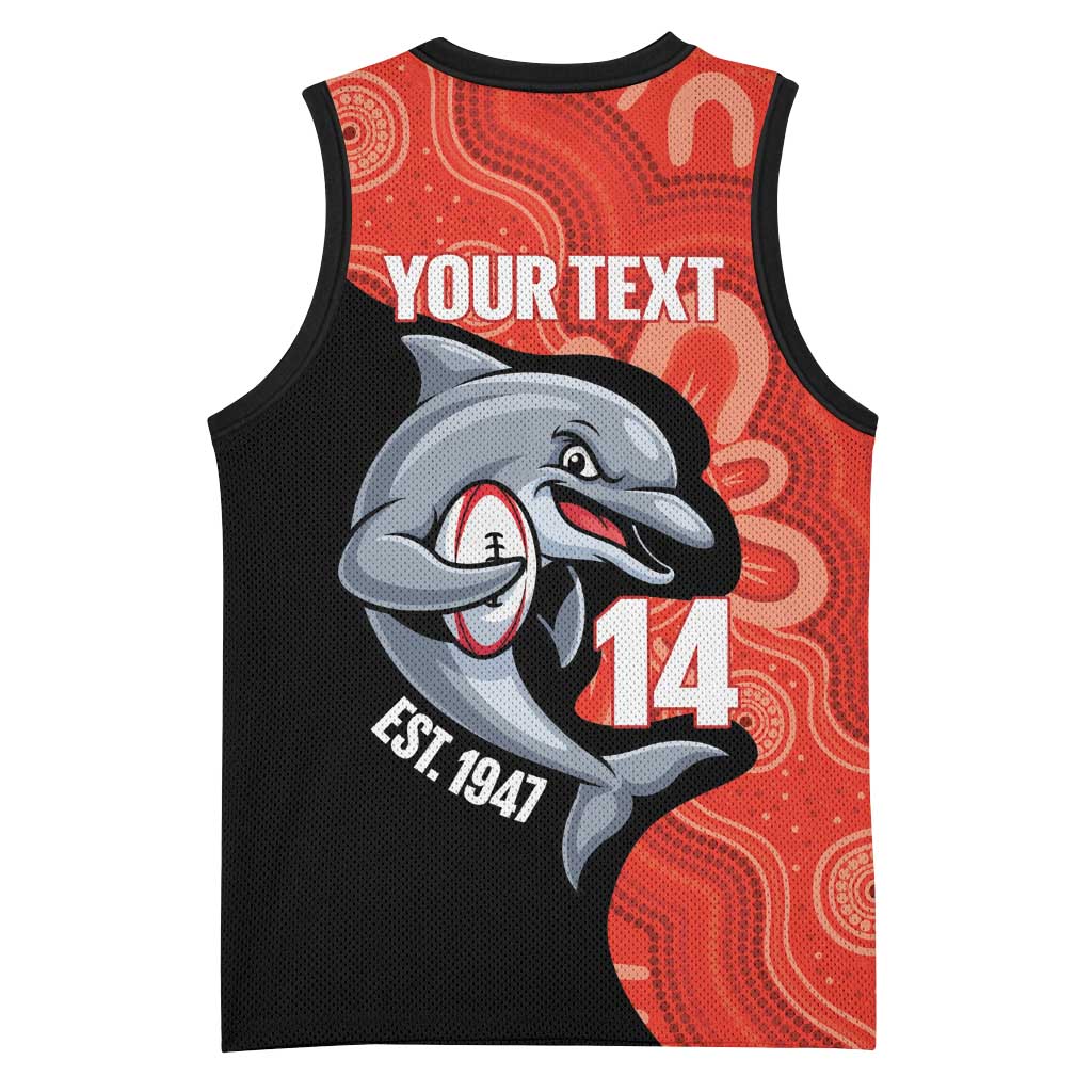 Redcliffe Rugby Custom Basketball Jersey Go Dolphins Aboriginal Art - Aussie Hoodie