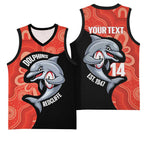 Redcliffe Rugby Custom Basketball Jersey Go Dolphins Aboriginal Art - Aussie Hoodie