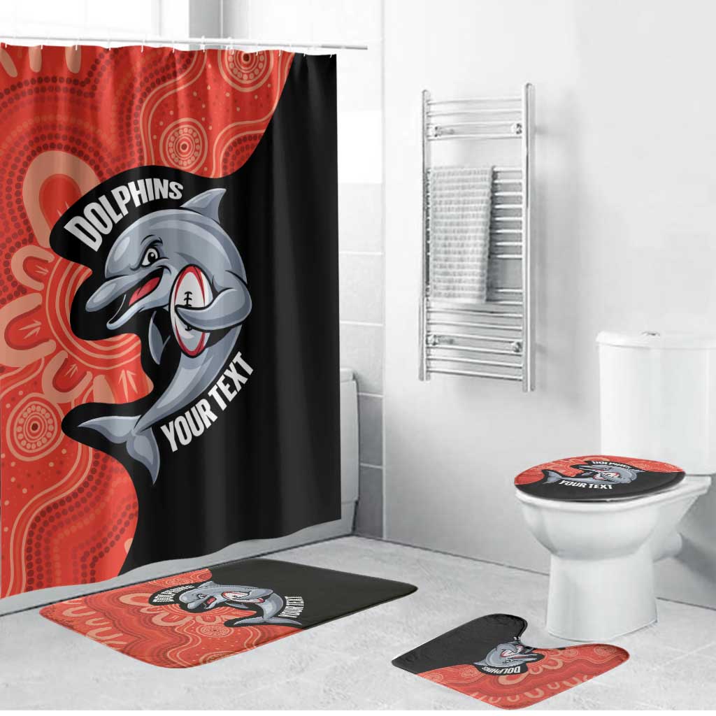 Redcliffe Rugby Custom Bathroom Set Go Dolphins Aboriginal Art - Aussie Hoodie