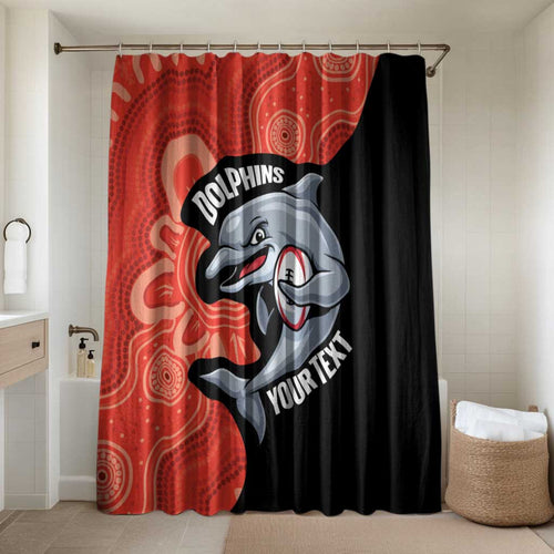 Redcliffe Rugby Custom Bathroom Set Go Dolphins Aboriginal Art - Aussie Hoodie