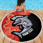 Redcliffe Rugby Custom Beach Blanket Go Dolphins Aboriginal Art - Aussie Hoodie