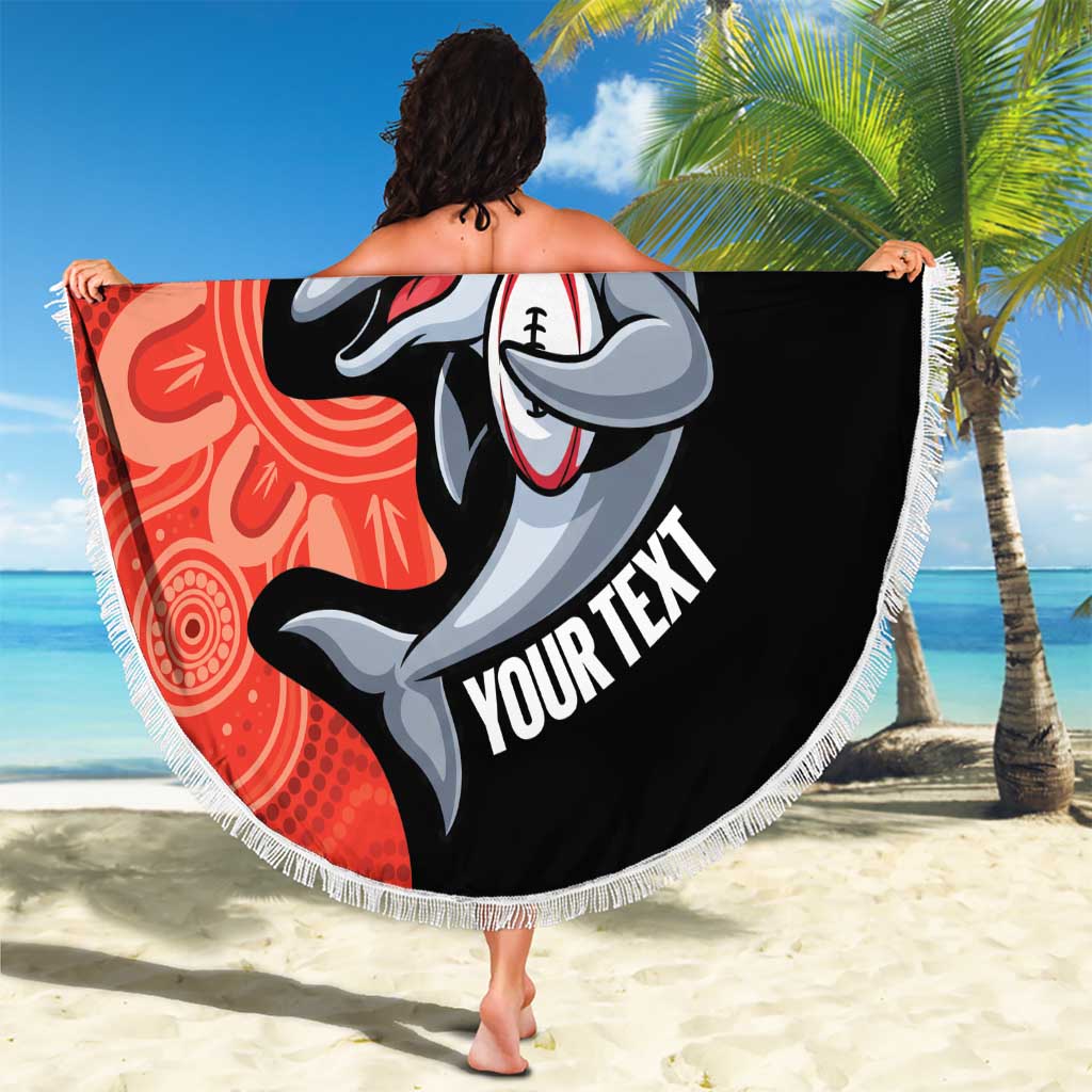 Redcliffe Rugby Custom Beach Blanket Go Dolphins Aboriginal Art - Aussie Hoodie