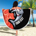 Redcliffe Rugby Custom Beach Blanket Go Dolphins Aboriginal Art - Aussie Hoodie