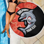 Redcliffe Rugby Custom Beach Blanket Go Dolphins Aboriginal Art - Aussie Hoodie
