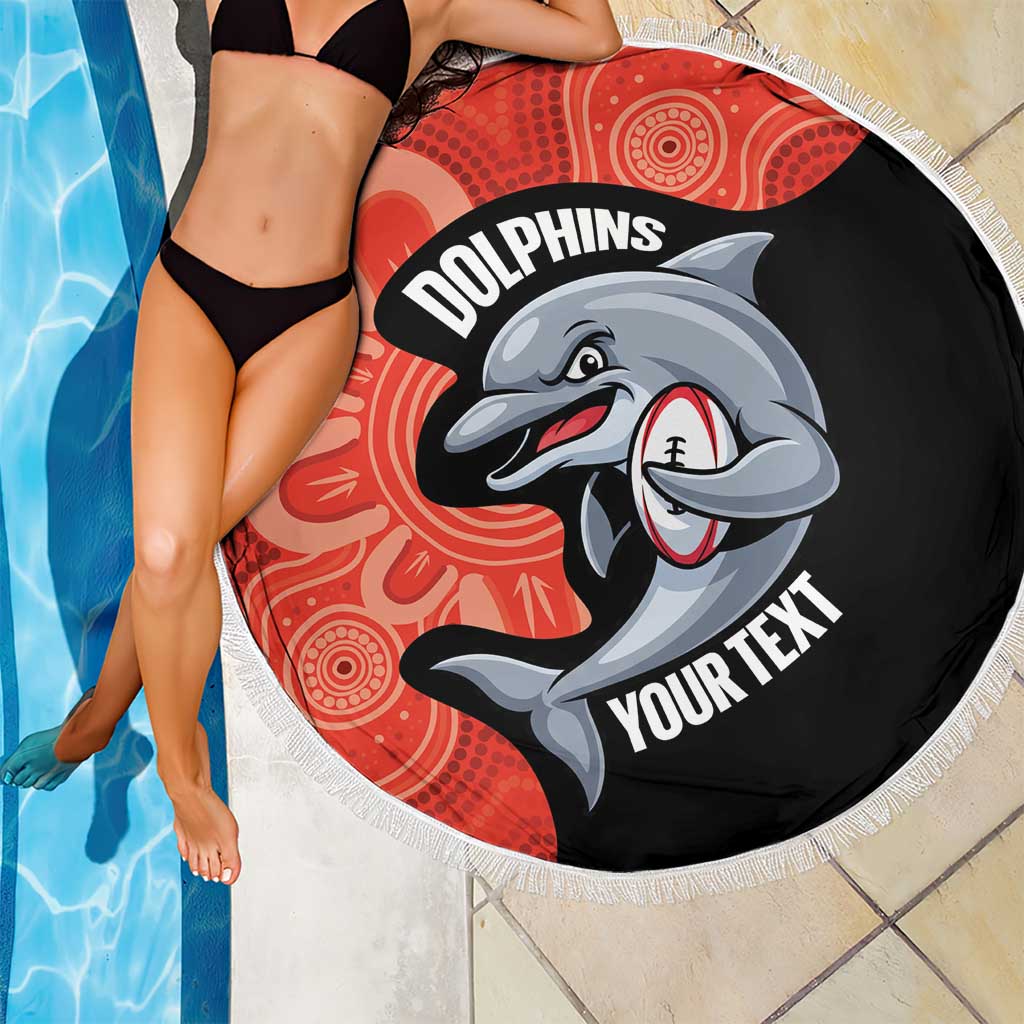 Redcliffe Rugby Custom Beach Blanket Go Dolphins Aboriginal Art - Aussie Hoodie