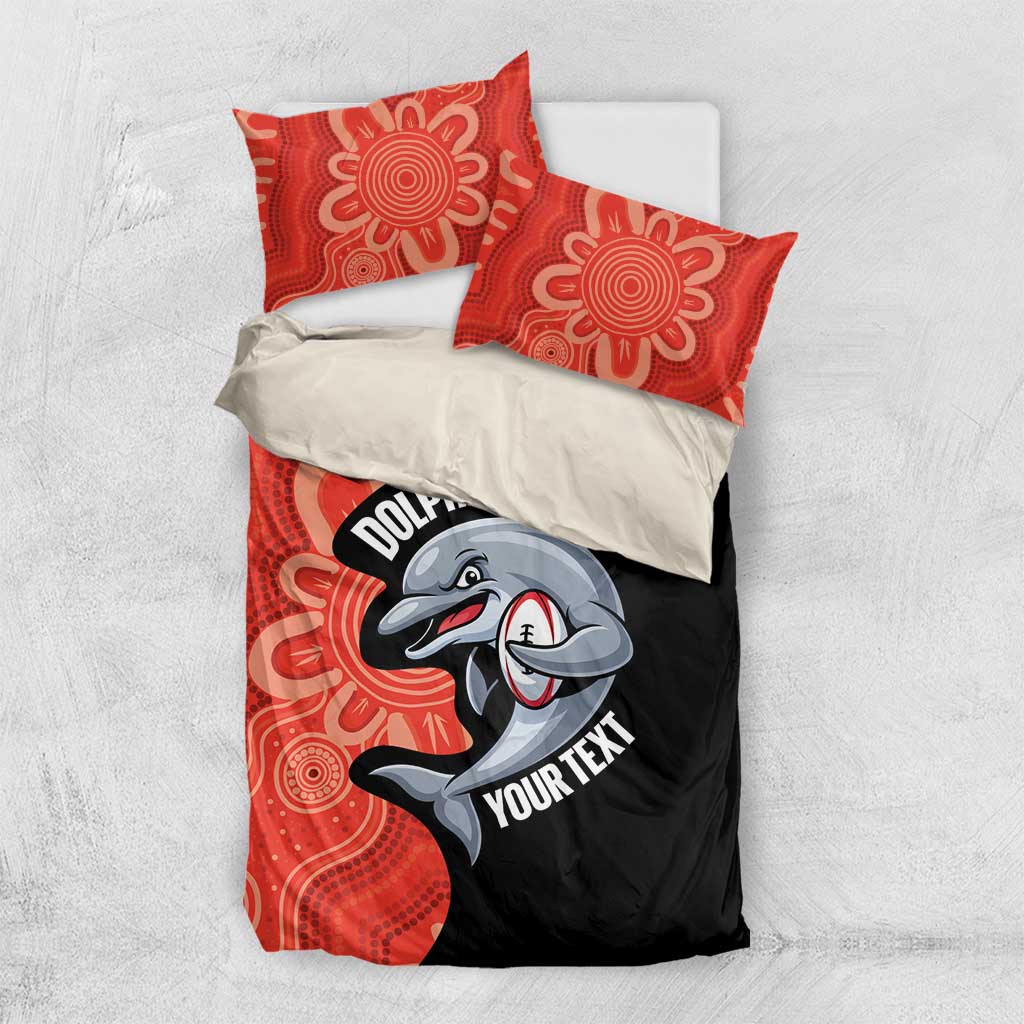Redcliffe Rugby Custom Bedding Set Go Dolphins Aboriginal Art - Aussie Hoodie