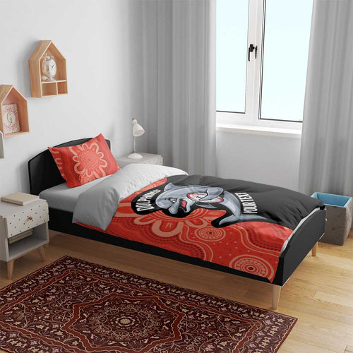 Redcliffe Rugby Custom Bedding Set Go Dolphins Aboriginal Art - Aussie Hoodie