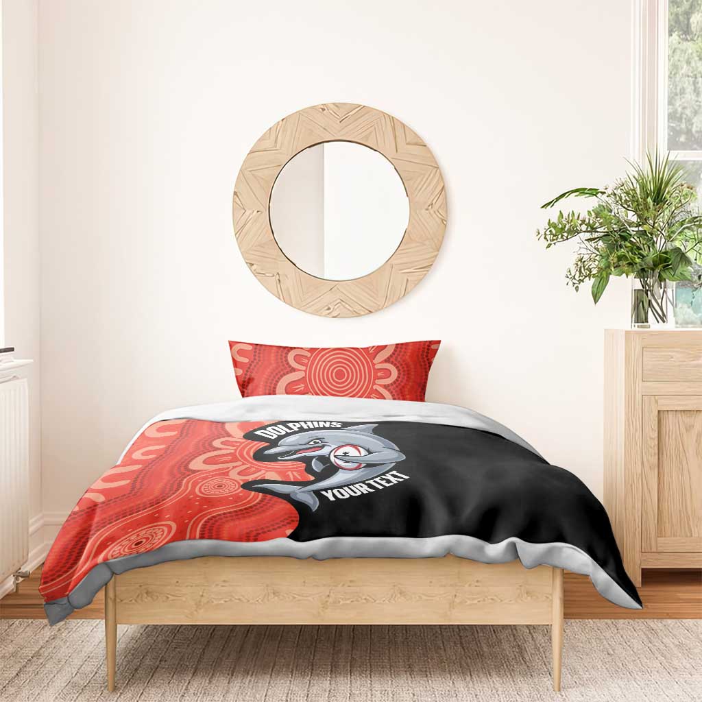 Redcliffe Rugby Custom Bedding Set Go Dolphins Aboriginal Art - Aussie Hoodie