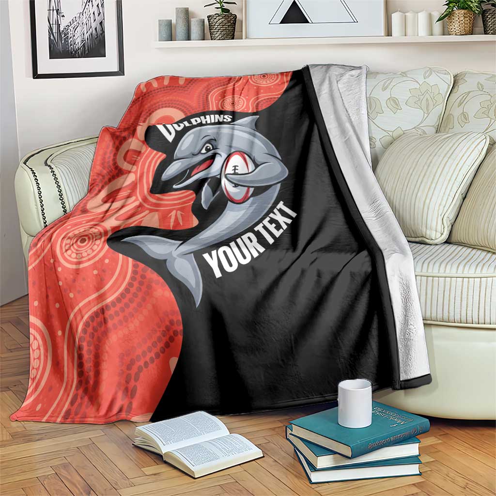 Redcliffe Rugby Custom Blanket Go Dolphins Aboriginal Art - Aussie Hoodie