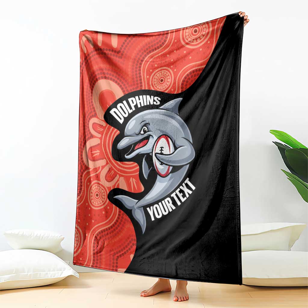 Redcliffe Rugby Custom Blanket Go Dolphins Aboriginal Art - Aussie Hoodie