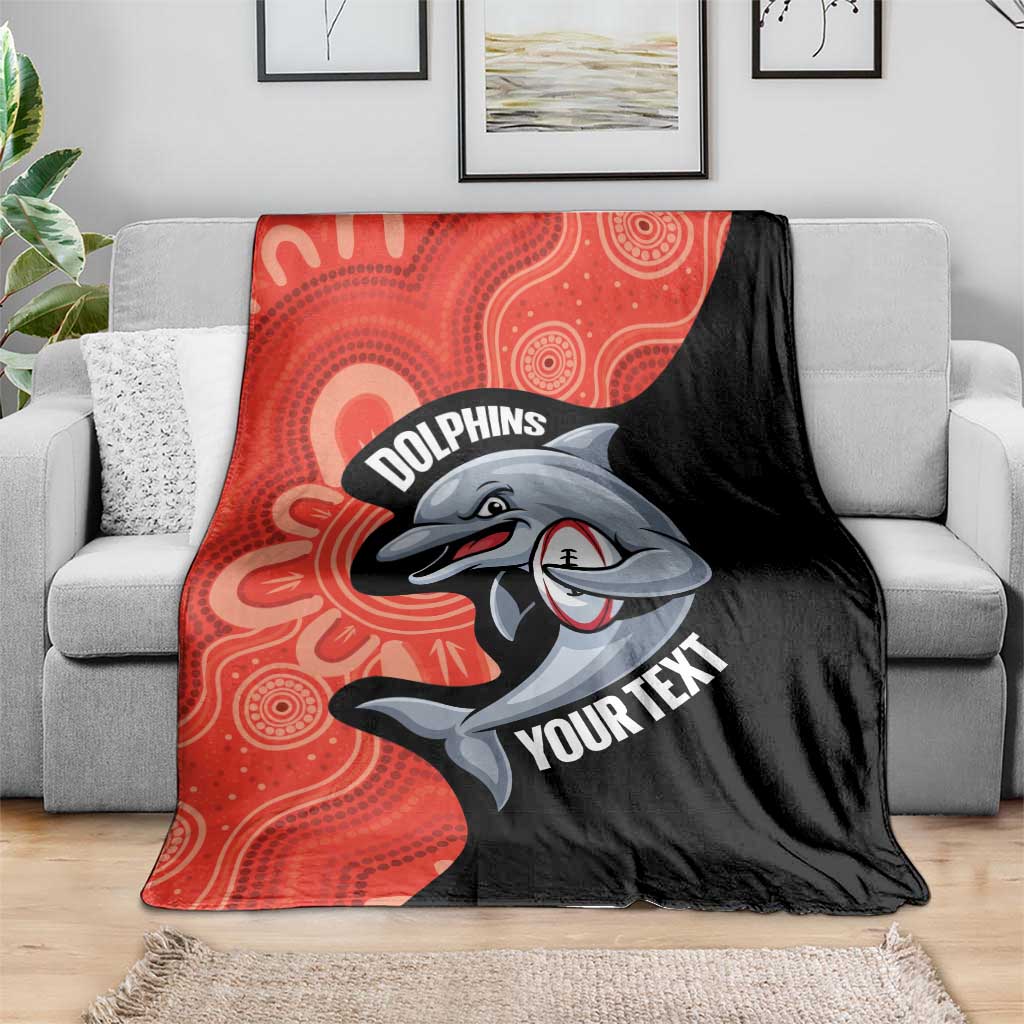 Redcliffe Rugby Custom Blanket Go Dolphins Aboriginal Art - Aussie Hoodie