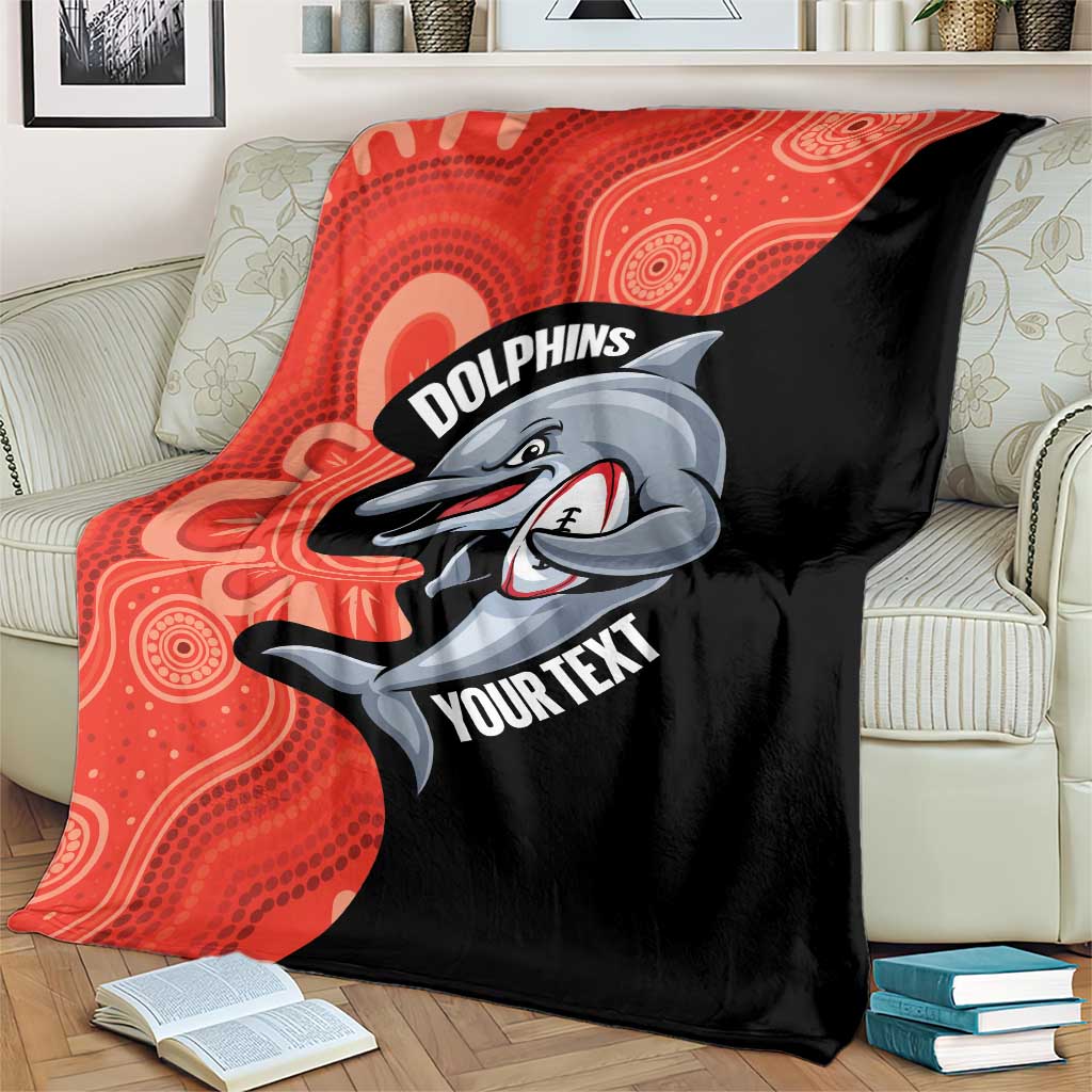 Redcliffe Rugby Custom Blanket Go Dolphins Aboriginal Art - Aussie Hoodie