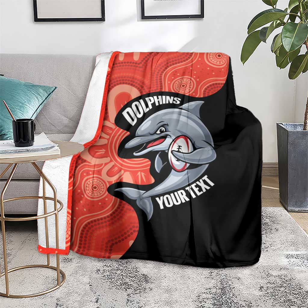 Redcliffe Rugby Custom Blanket Go Dolphins Aboriginal Art - Aussie Hoodie