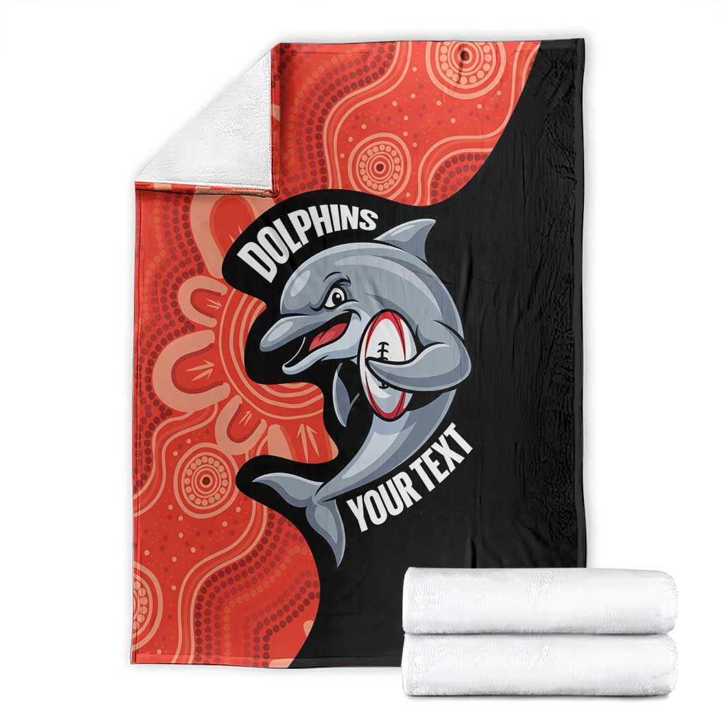 Redcliffe Rugby Custom Blanket Go Dolphins Aboriginal Art - Aussie Hoodie