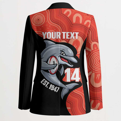 Redcliffe Rugby Custom Blazer Go Dolphins Aboriginal Art - Aussie Hoodie