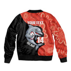 Redcliffe Rugby Custom Bomber Jacket Go Dolphins Aboriginal Art - Aussie Hoodie