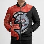 Redcliffe Rugby Custom Bomber Puffer Jacket Go Dolphins Aboriginal Art - Aussie Hoodie