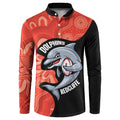 Redcliffe Rugby Custom Button Sweatshirt Go Dolphins Aboriginal Art - Aussie Hoodie