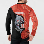 Redcliffe Rugby Custom Button Sweatshirt Go Dolphins Aboriginal Art - Aussie Hoodie