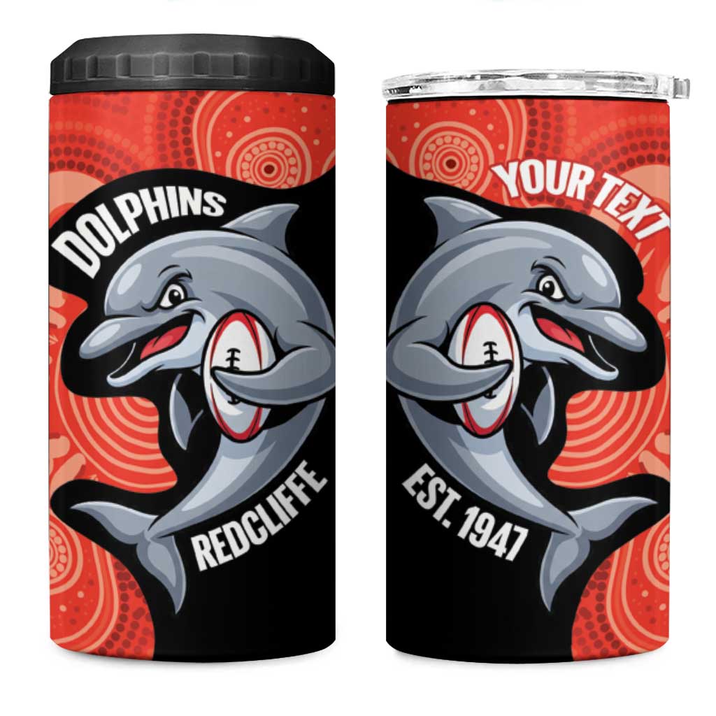 Redcliffe Rugby Custom 4 in 1 Can Cooler Tumbler Go Dolphins Aboriginal Art - Aussie Hoodie