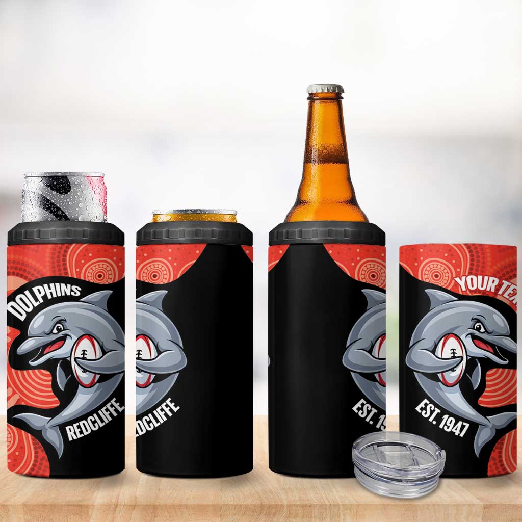 Redcliffe Rugby Custom 4 in 1 Can Cooler Tumbler Go Dolphins Aboriginal Art - Aussie Hoodie