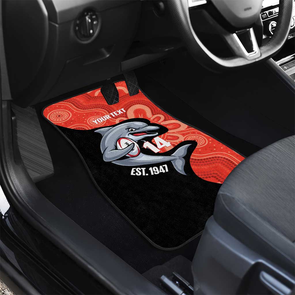 Redcliffe Rugby Custom Car Mats Go Dolphins Aboriginal Art - Aussie Hoodie
