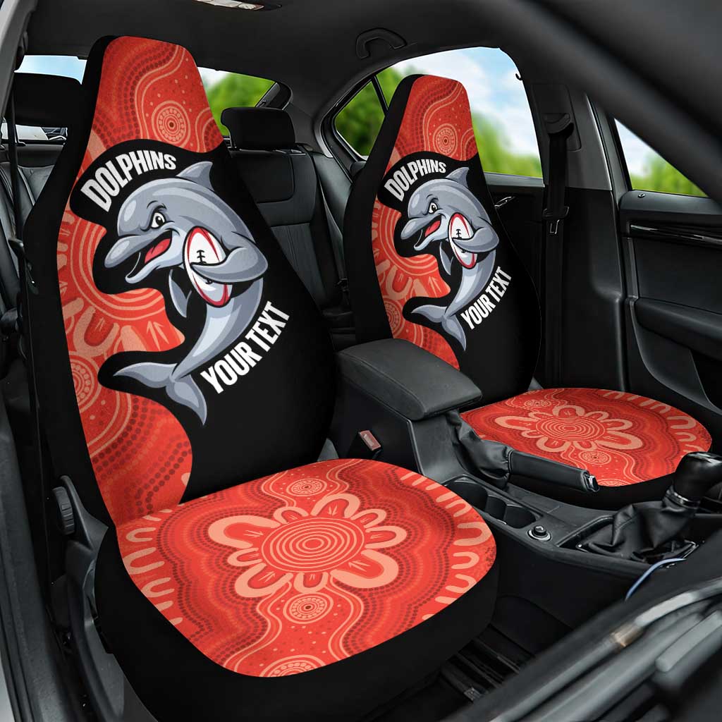 Redcliffe Rugby Custom Car Seat Cover Go Dolphins Aboriginal Art - Aussie Hoodie