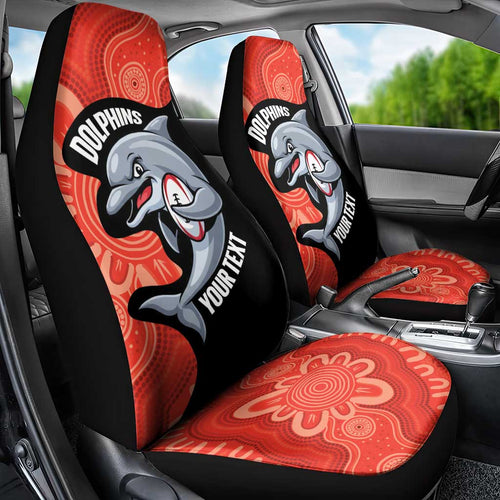 Redcliffe Rugby Custom Car Seat Cover Go Dolphins Aboriginal Art - Aussie Hoodie