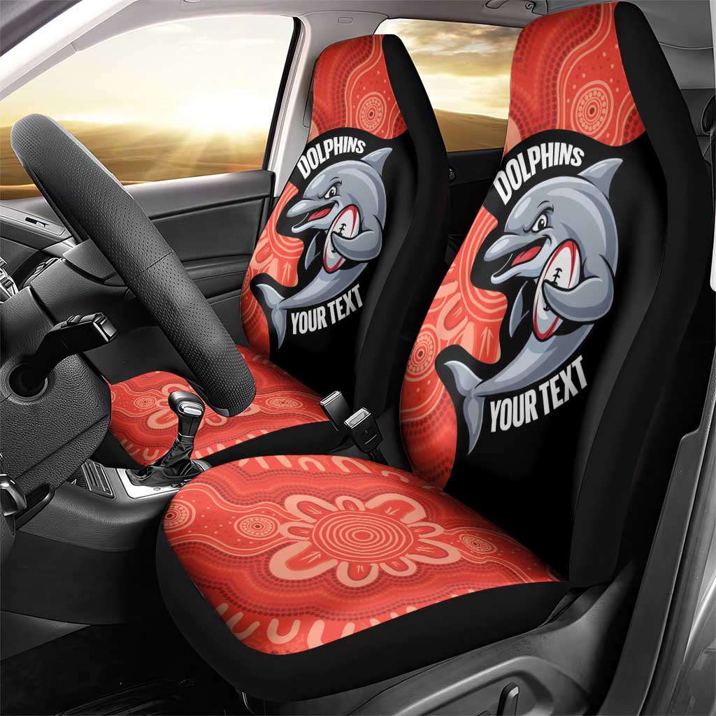 Redcliffe Rugby Custom Car Seat Cover Go Dolphins Aboriginal Art - Aussie Hoodie