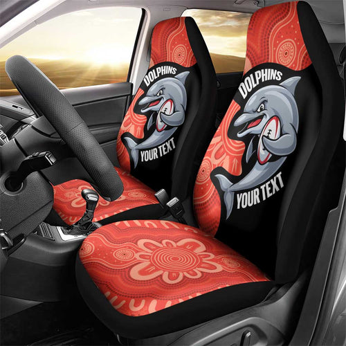 Redcliffe Rugby Custom Car Seat Cover Go Dolphins Aboriginal Art - Aussie Hoodie