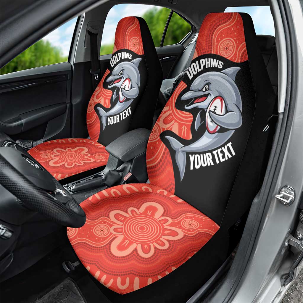 Redcliffe Rugby Custom Car Seat Cover Go Dolphins Aboriginal Art - Aussie Hoodie