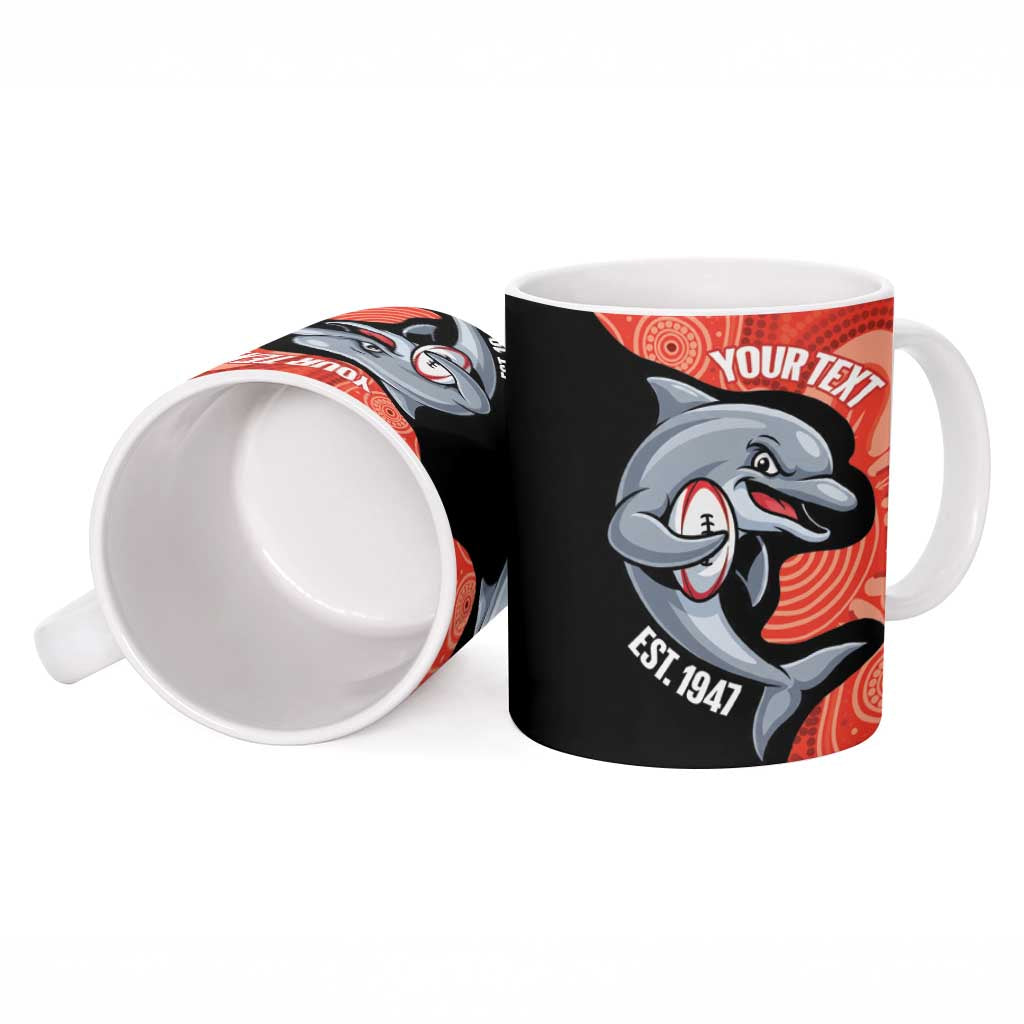 Redcliffe Rugby Custom Ceramic Mug Go Dolphins Aboriginal Art - Aussie Hoodie