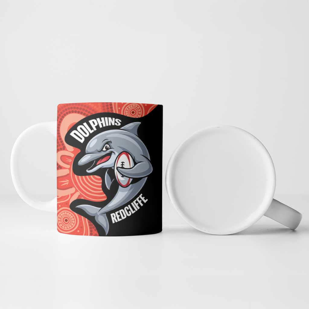 Redcliffe Rugby Custom Ceramic Mug Go Dolphins Aboriginal Art - Aussie Hoodie