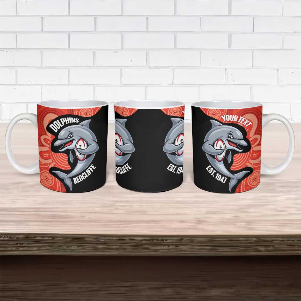 Redcliffe Rugby Custom Ceramic Mug Go Dolphins Aboriginal Art - Aussie Hoodie