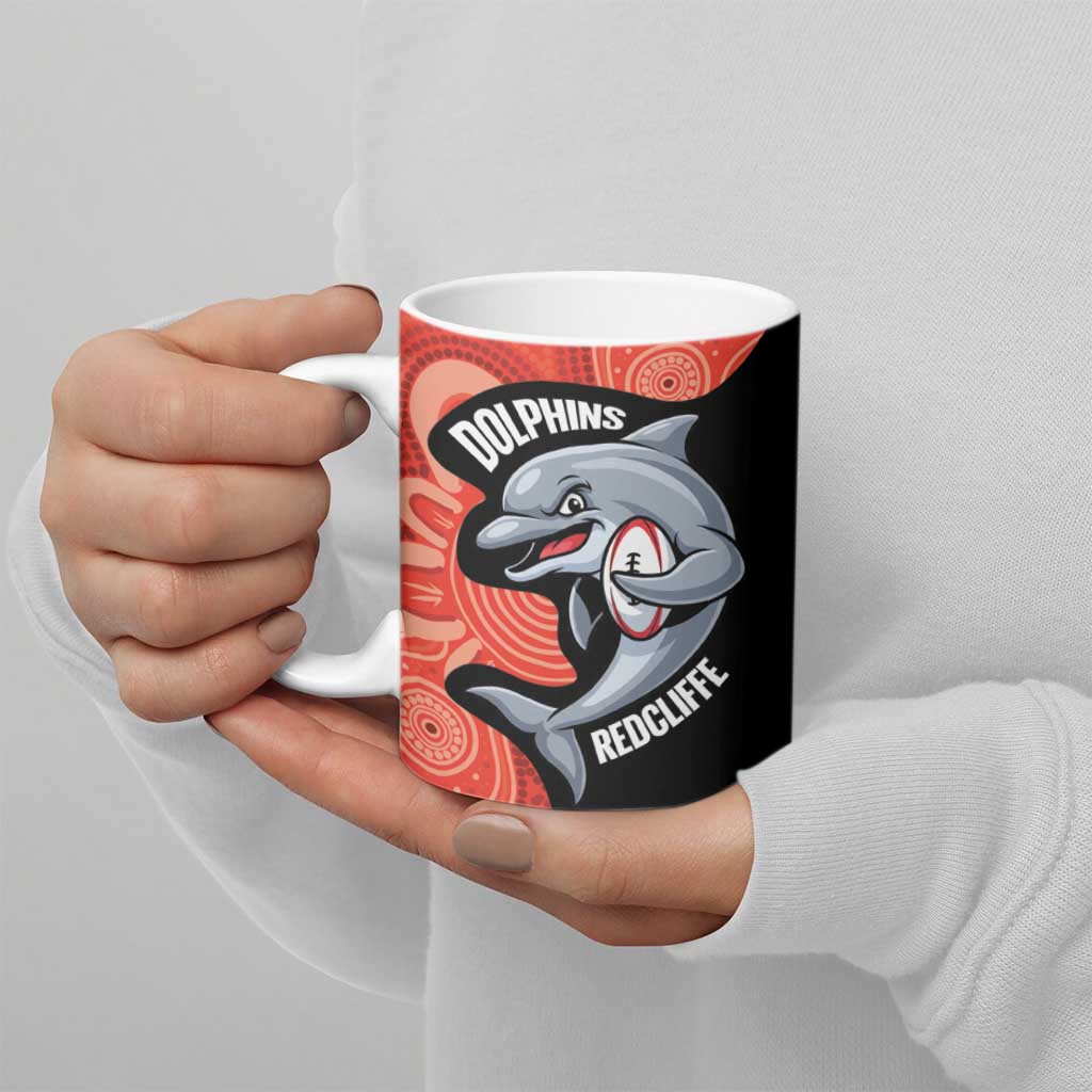 Redcliffe Rugby Custom Ceramic Mug Go Dolphins Aboriginal Art - Aussie Hoodie