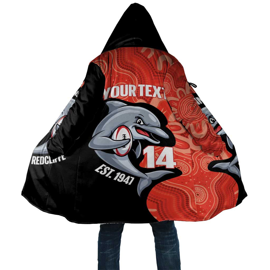 Redcliffe Rugby Custom Cloak Go Dolphins Aboriginal Art - Aussie Hoodie