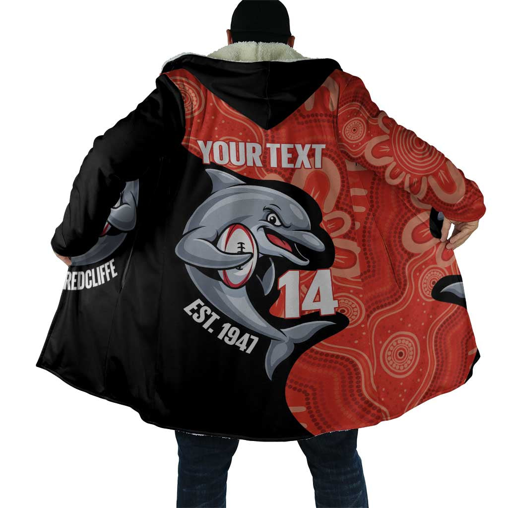 Redcliffe Rugby Custom Cloak Go Dolphins Aboriginal Art - Aussie Hoodie
