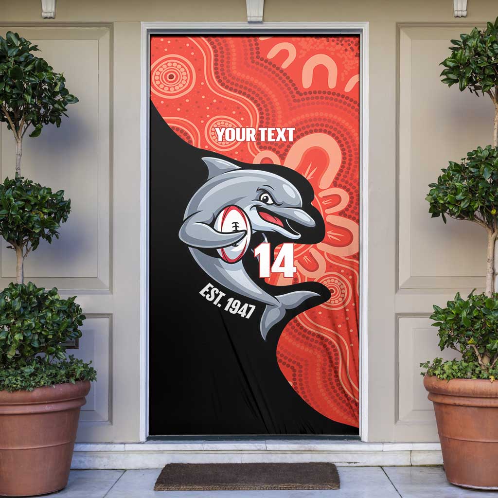 Redcliffe Rugby Custom Door Cover Go Dolphins Aboriginal Art - Aussie Hoodie
