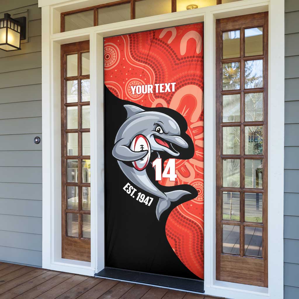 Redcliffe Rugby Custom Door Cover Go Dolphins Aboriginal Art - Aussie Hoodie