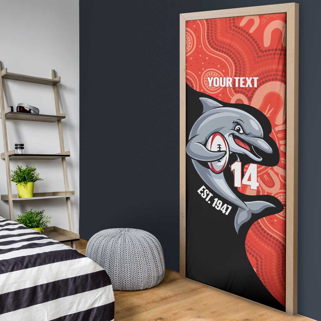 Redcliffe Rugby Custom Door Cover Go Dolphins Aboriginal Art - Aussie Hoodie