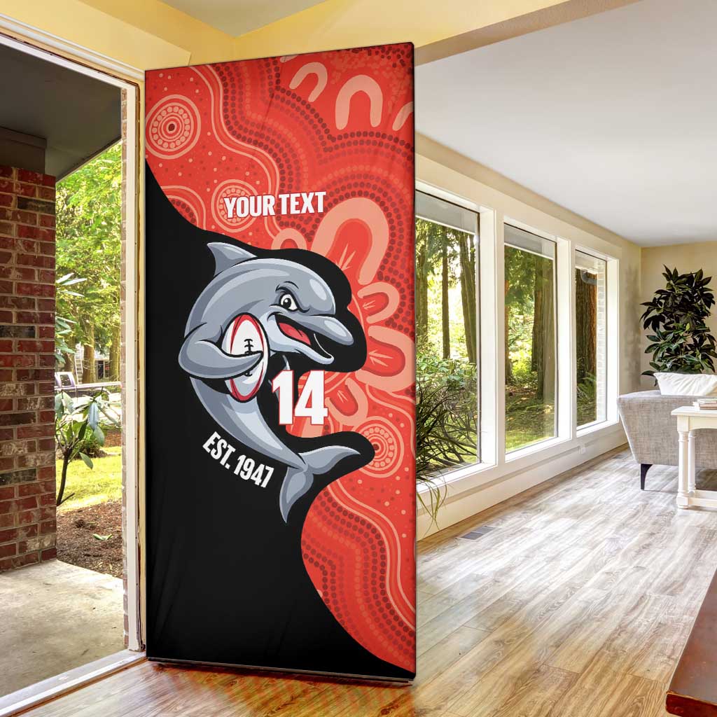 Redcliffe Rugby Custom Door Cover Go Dolphins Aboriginal Art - Aussie Hoodie