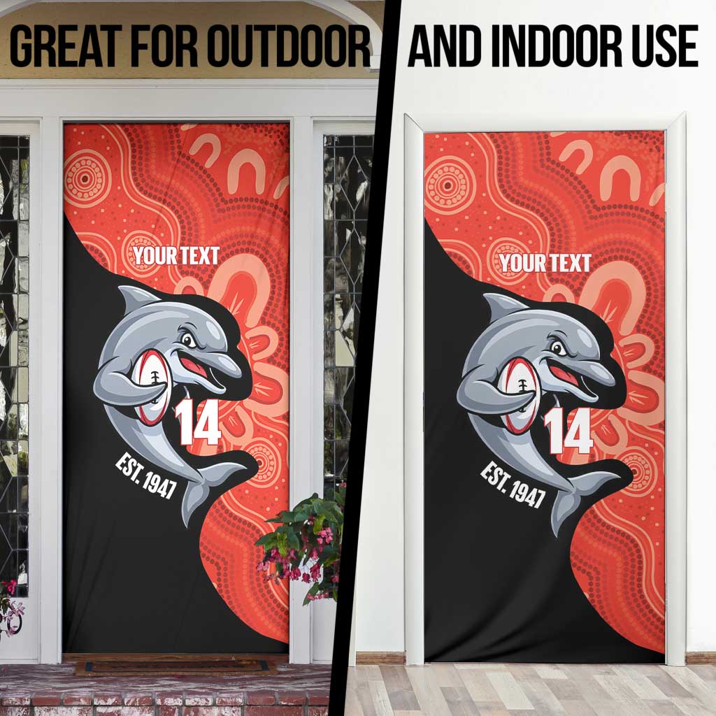 Redcliffe Rugby Custom Door Cover Go Dolphins Aboriginal Art - Aussie Hoodie