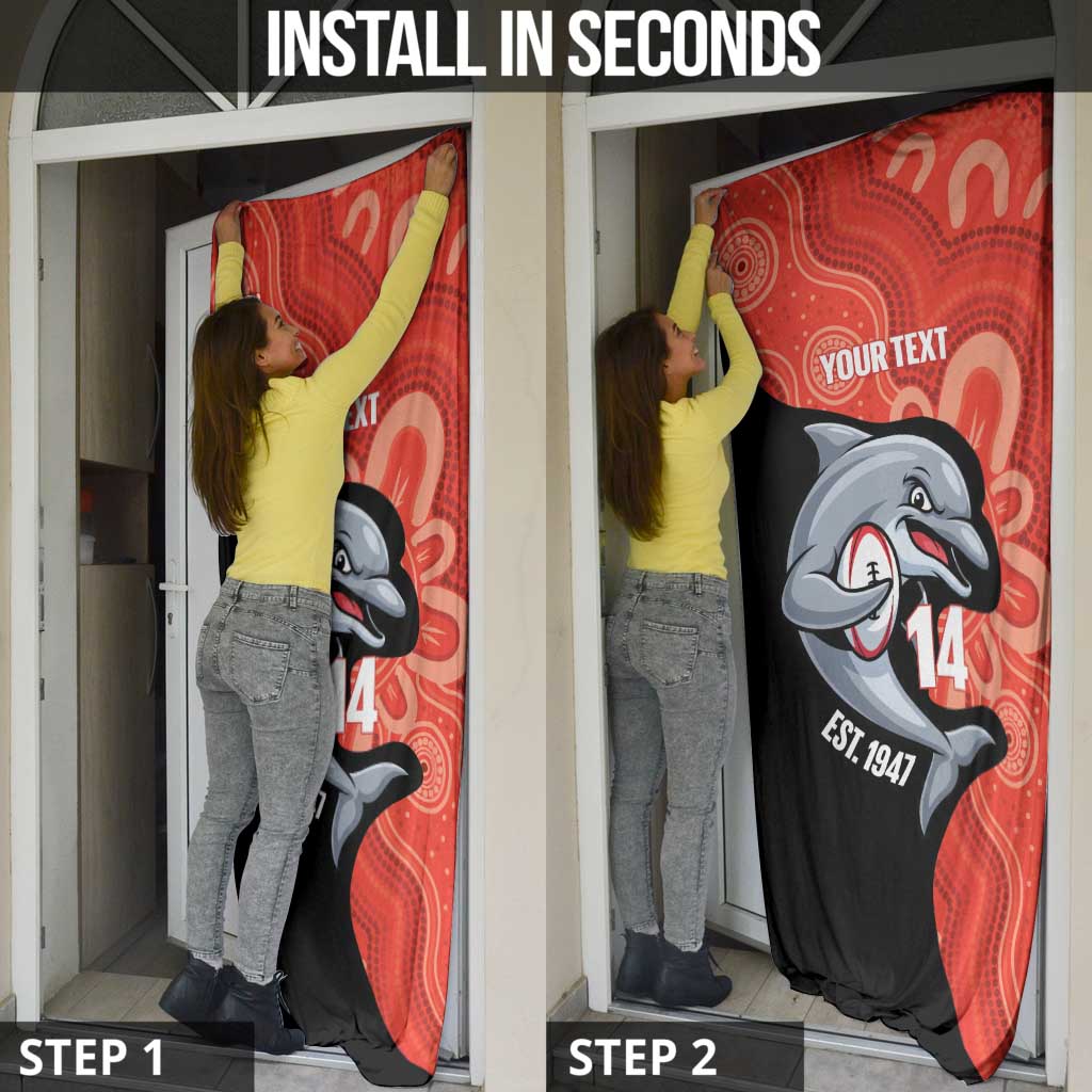 Redcliffe Rugby Custom Door Cover Go Dolphins Aboriginal Art - Aussie Hoodie