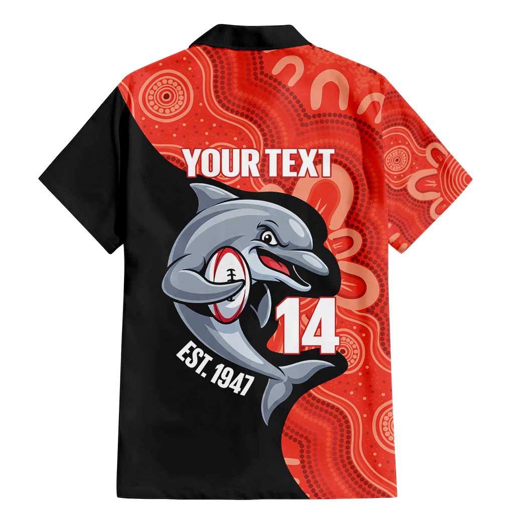 Redcliffe Rugby Custom Family Matching Mermaid Dress and Hawaiian Shirt Go Dolphins Aboriginal Art - Aussie Hoodie