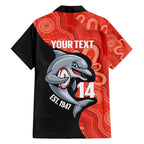 Redcliffe Rugby Custom Family Matching Off Shoulder Maxi Dress and Hawaiian Shirt Go Dolphins Aboriginal Art - Aussie Hoodie