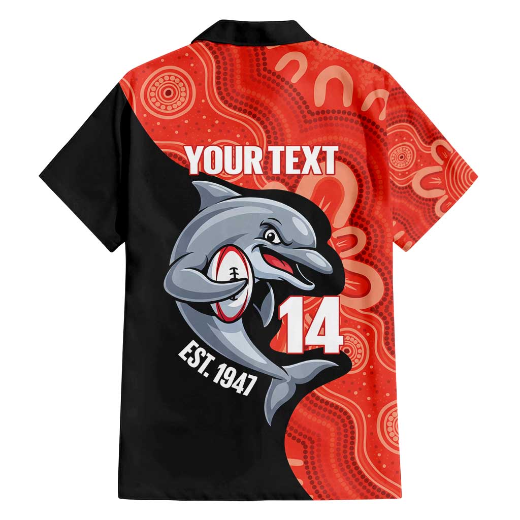 Redcliffe Rugby Custom Family Matching Off Shoulder Short Dress and Hawaiian Shirt Go Dolphins Aboriginal Art - Aussie Hoodie