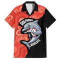 Redcliffe Rugby Custom Family Matching Short Sleeve Bodycon Dress and Hawaiian Shirt Go Dolphins Aboriginal Art - Aussie Hoodie