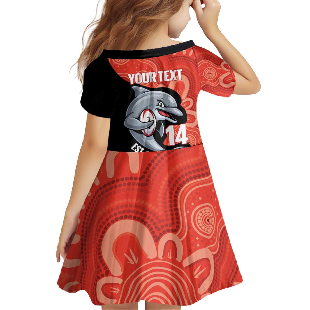 Redcliffe Rugby Custom Family Matching Summer Maxi Dress and Hawaiian Shirt Go Dolphins Aboriginal Art - Aussie Hoodie