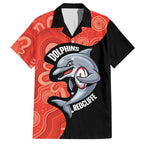 Redcliffe Rugby Custom Family Matching Summer Maxi Dress and Hawaiian Shirt Go Dolphins Aboriginal Art - Aussie Hoodie